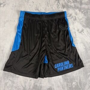 Carolina Panthers Logo Athletic Black Blue Shorts Size Large NWOT